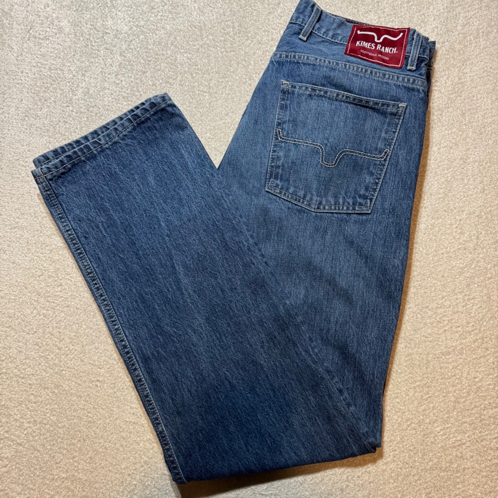 Kimes Ranch James Jeans Mens 35x32 Blue Straight Bootcut Western Cowboy USA